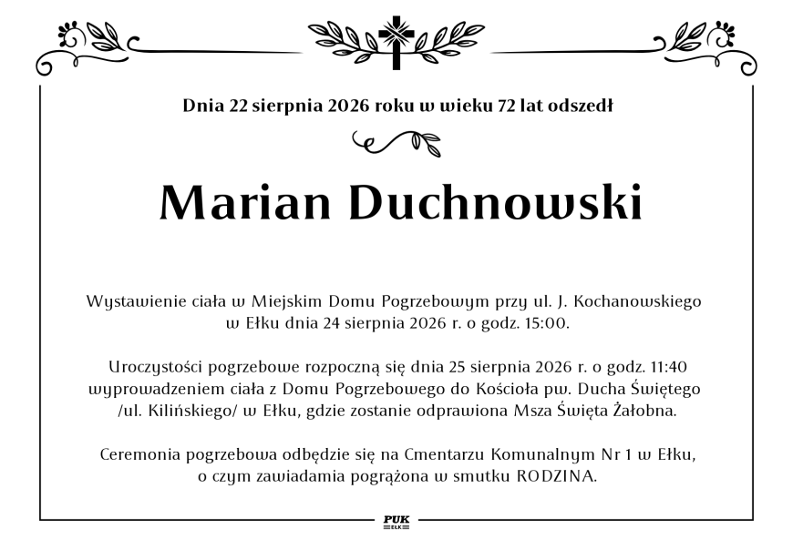 Marian Duchnowski - nekrolog